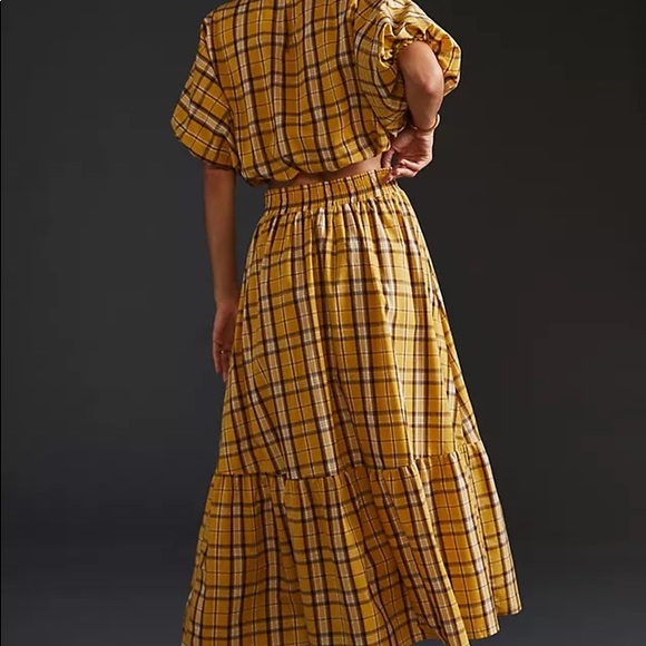 ✨ Set! Anthropologie Plaid Skirt Set Sz M - Picture 3 of 6